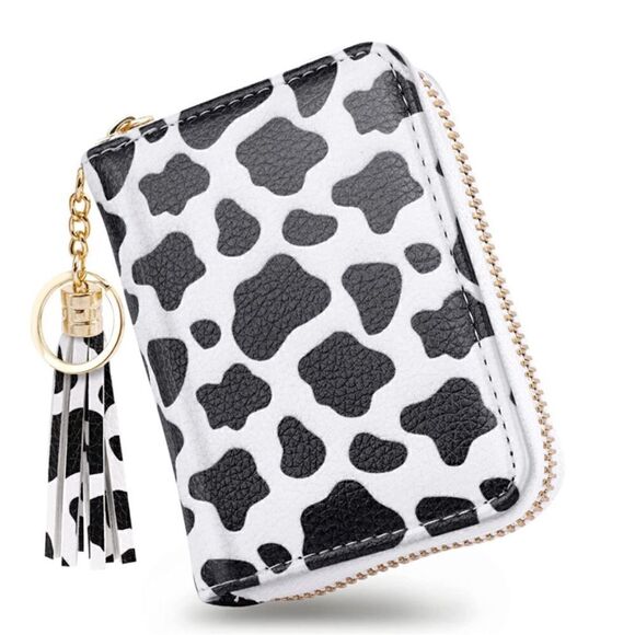 Cow Print Leather Compact Wallet - Picture 2 of 5
